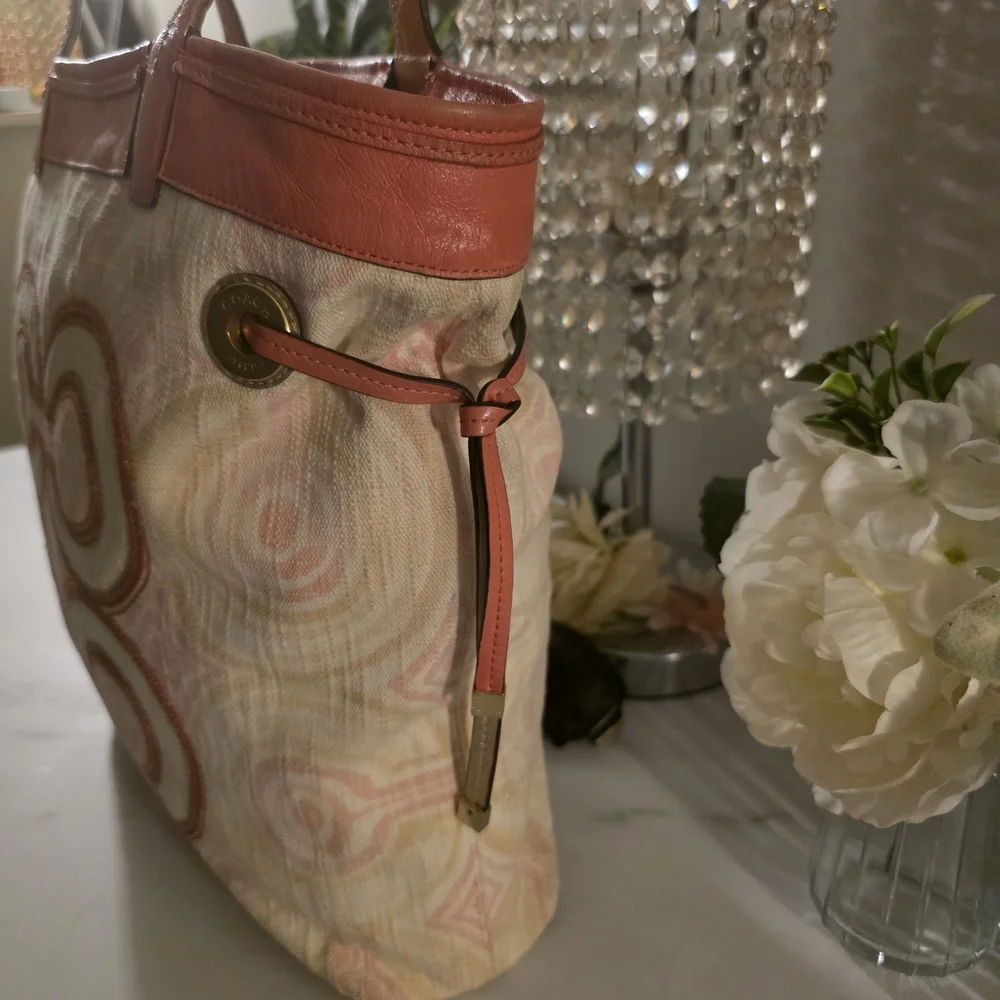 Coach Pink and Cream Signature Tote - Picture 3 of 12